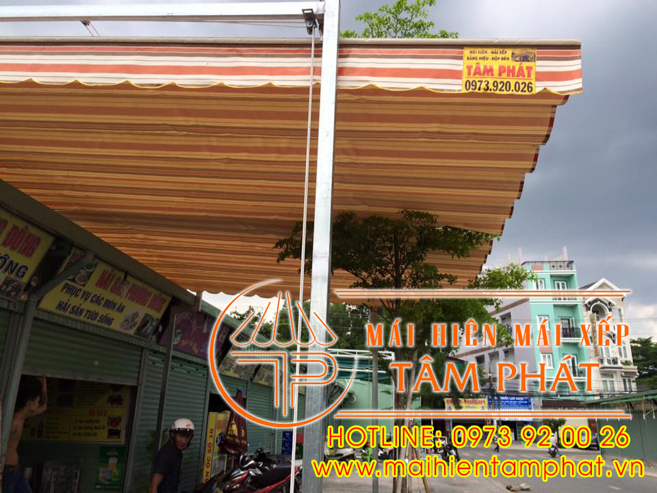 Mái che Bình Dương - mái xếp, mái hiên di động, bạt che giá rẻ 1 Mái xếp lượn sóng, mái xếp di động