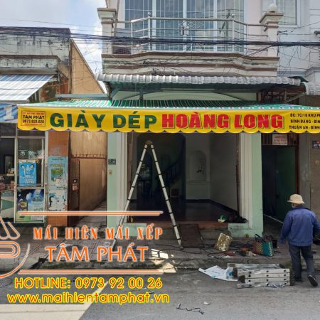 Mái hiên di động, mái bạt che quay tay giá rẻ