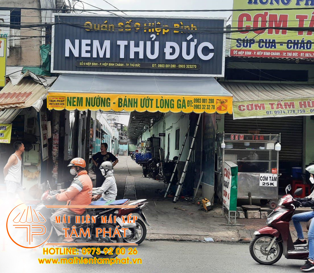 mái hiên di động Thủ Đức, mái bạt che quay tay giá rẻ