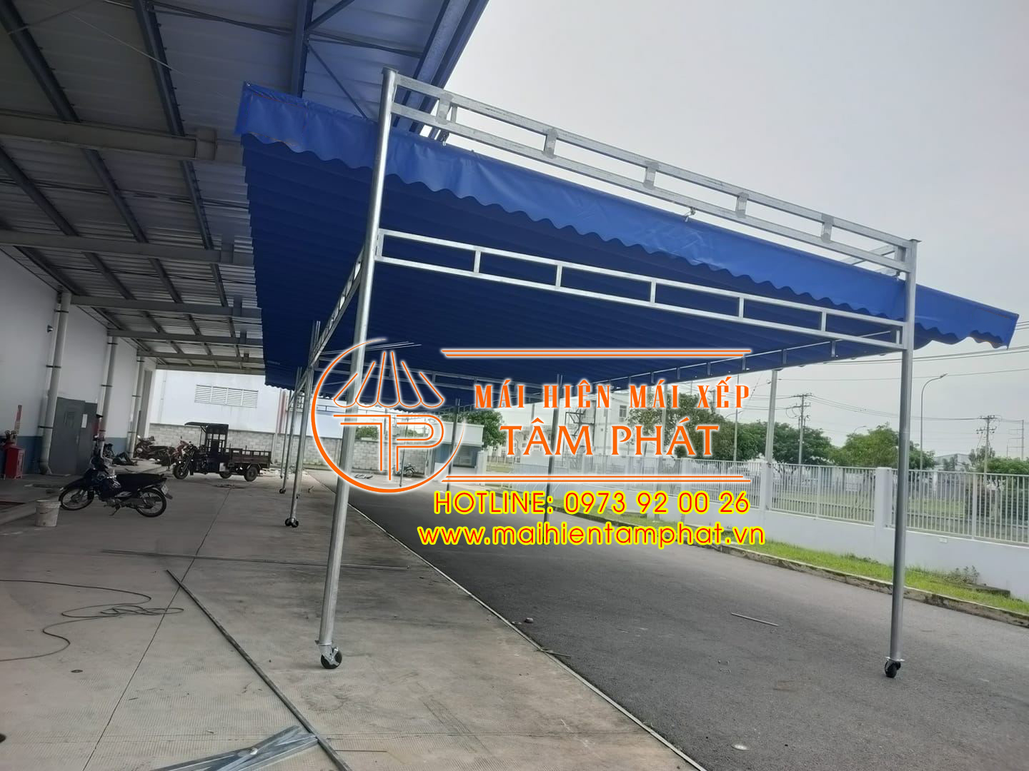 Mái che Biên Hòa giá rẻ - mái hiên, mái xếp, mái bạt di động 6 Mái che Biên Hòa dạng bạt xếp, mái che lưu động giá rẻ