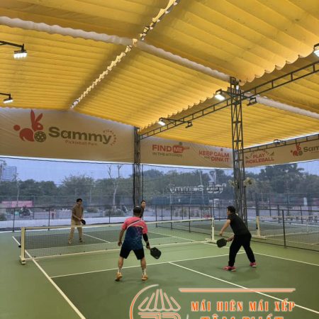 Mái bạt xếp, mái che sân pickleball giá rẻ