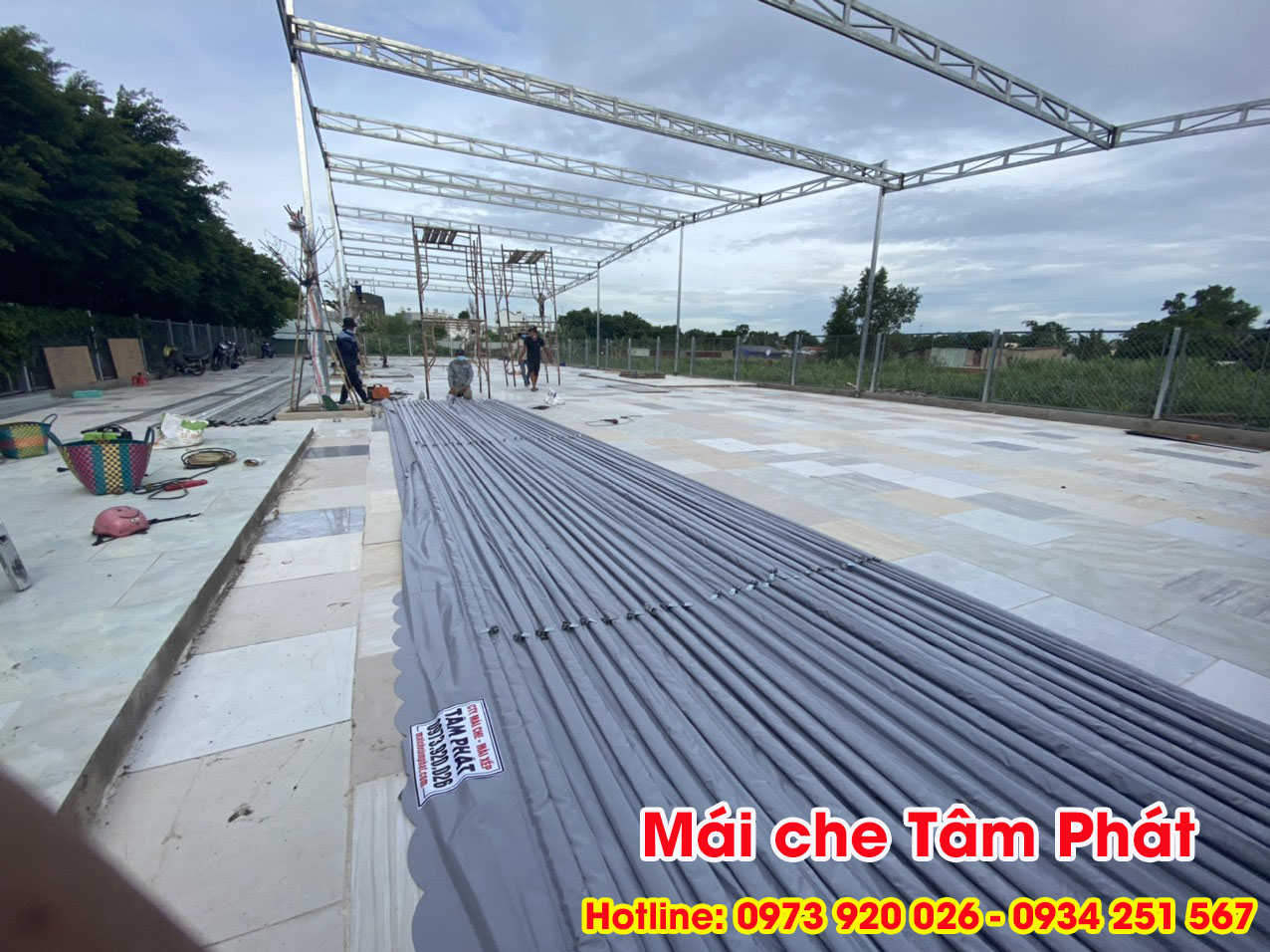 Dịch vụ thay bạt mái xếp, thay bạt mái che di động giá rẻ