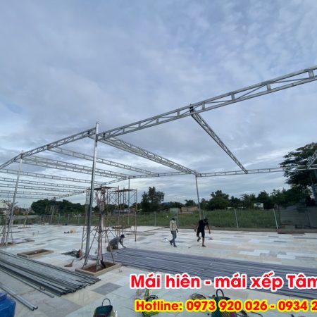 Thi công lắp đặt mái che bạt xếp di động