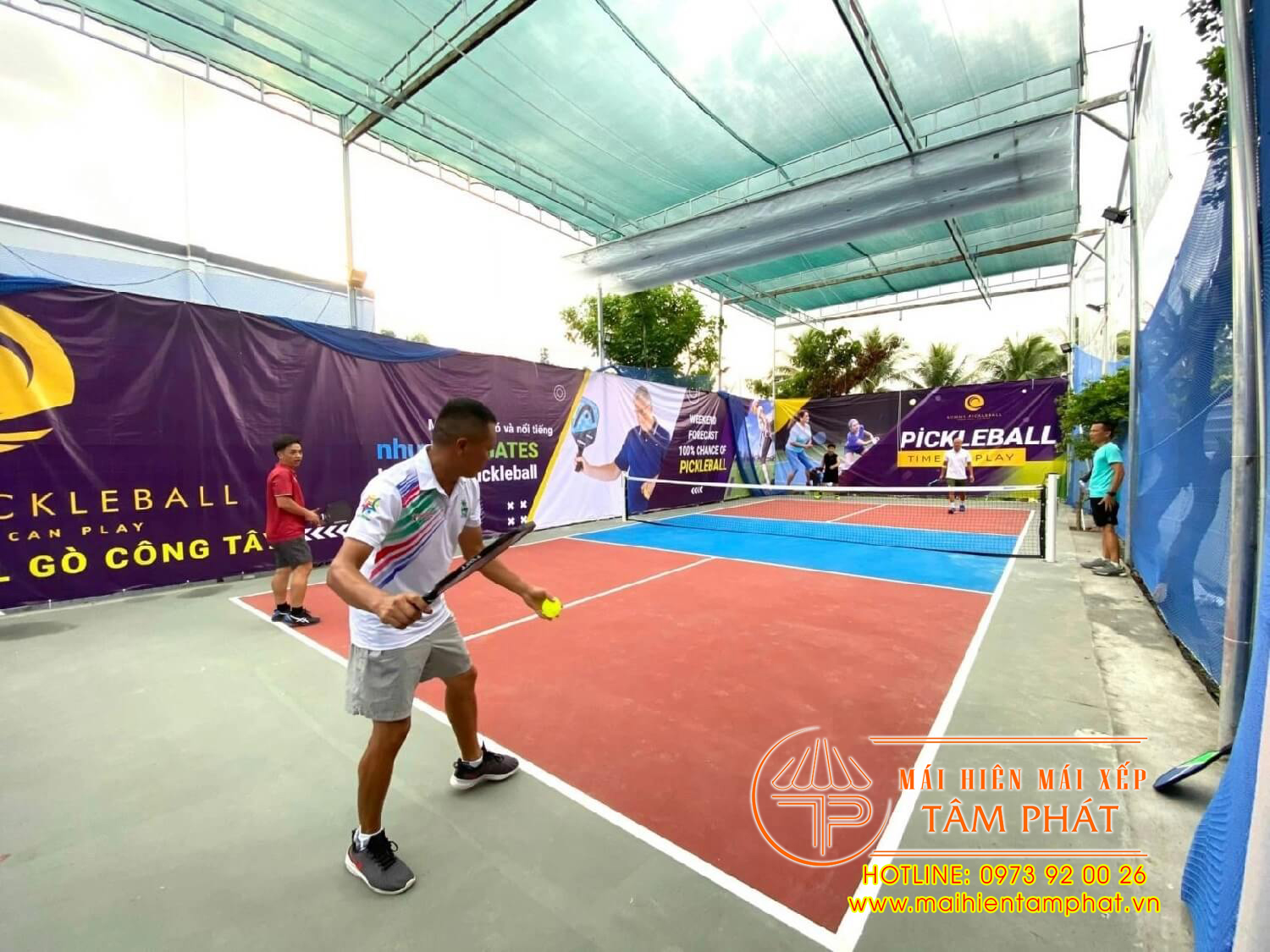Thi công lưới che nắng sân Pickleball giá rẻ 2 lưới che nắng sân Pickleball giá rẻ