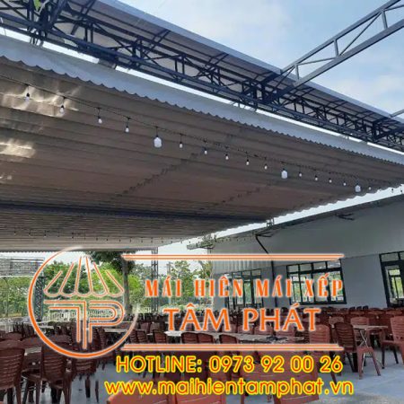 Mái che nhà hàng, mái che bạt xếp quán ăn, quán nhậu giá rẻ