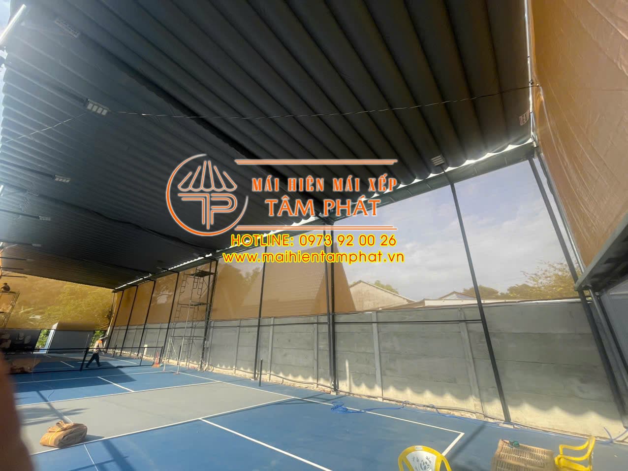 Mái che sân Pickleball Bình Phước giá rẻ, bền đẹp 3 Thi công mái che sân Pickleball Bình Phước giá rẻ
