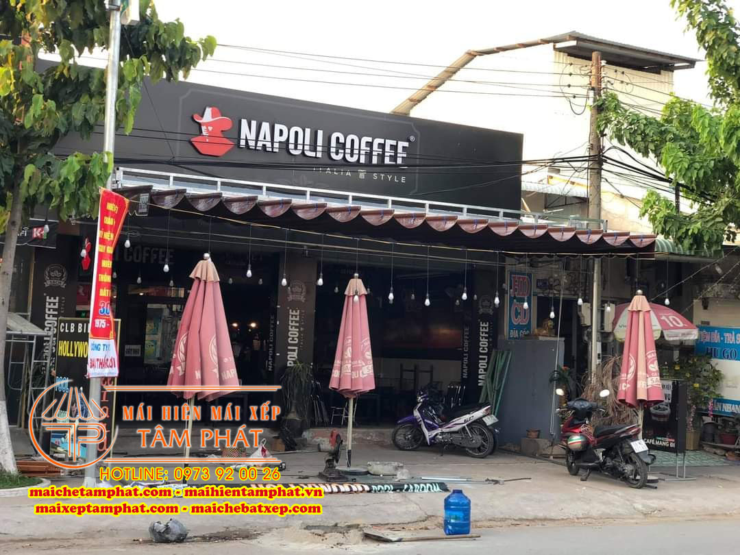 Mái che bạt kéo Thủ Dầu Một, mái hiên Tâm Phát uy tín 3 Lắp đặt mái che bạt kéo cho quán cafe, cửa hàng, ki ốt kinh doanh tại Thủ Dầu Một Bình Dương