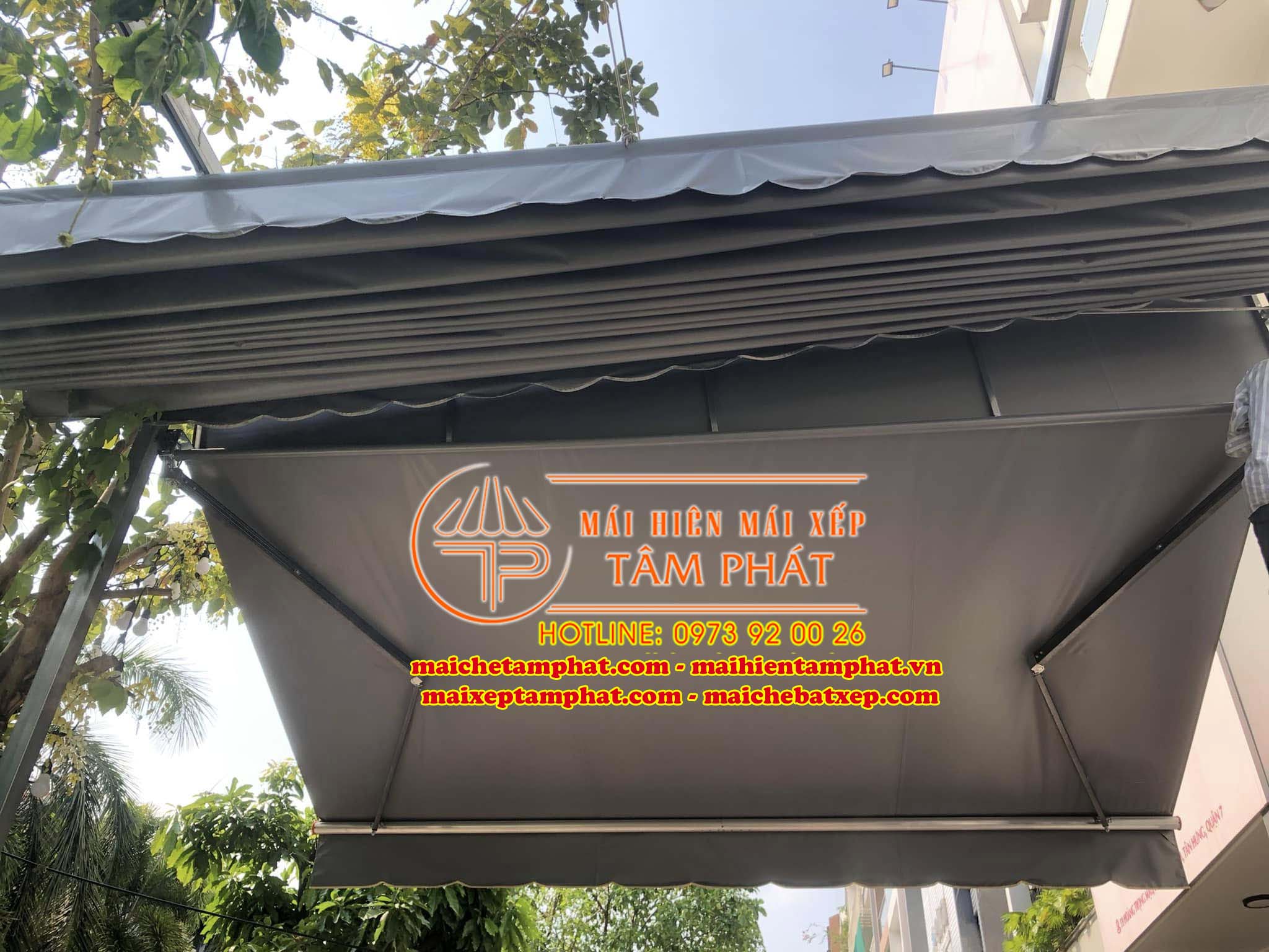 Mái che xếp gọn giá rẻ, bạt tốt, bền đẹp ,.mái hiên Tâm Phát 1 Mái che bạt kéo, mái hiên di động Tâm Phát