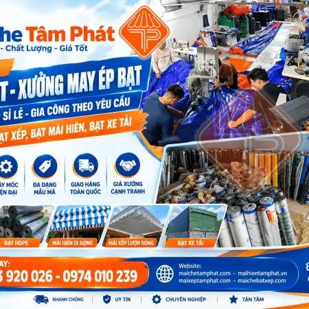 Cung Cấp Bạt Xếp, Bạt Kéo, Bạt Cuốn, Bạt Che Nắng Mưa giá rẻ - Mái hiên Tâm Phát