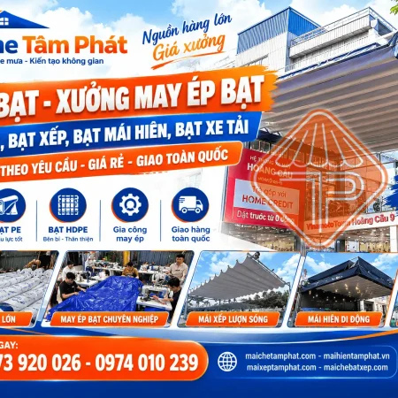 Cung Cấp Bạt Xếp, Bạt Kéo, Bạt Cuốn, Bạt Che Nắng Mưa giá rẻ - Mái hiên Tâm Phát
